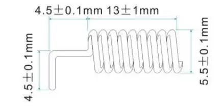 Dimensions of 868MHz Spring Antenna OD868-TH13