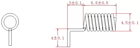 Dimensions of 868MHz Copper Spring Antenna SW868-TH06