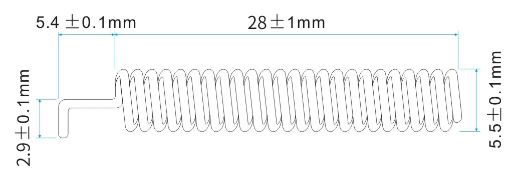 Dimensions of 470/490MHz Spring Antenna SW490-TH32