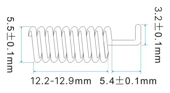 Dimensions of 915MHz Spring Antenna SW915-TH12