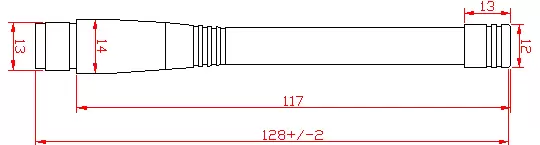 Dimensions of Straight Rod Antenna SW150-ZT128DN
