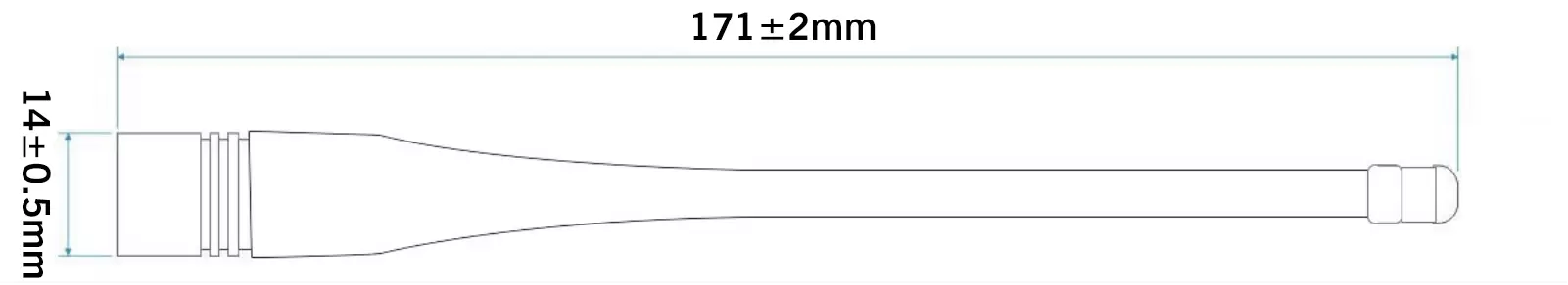 Dimensions of UHF Straight Rod Antenna SW-UHF171 for Walkie Talkie