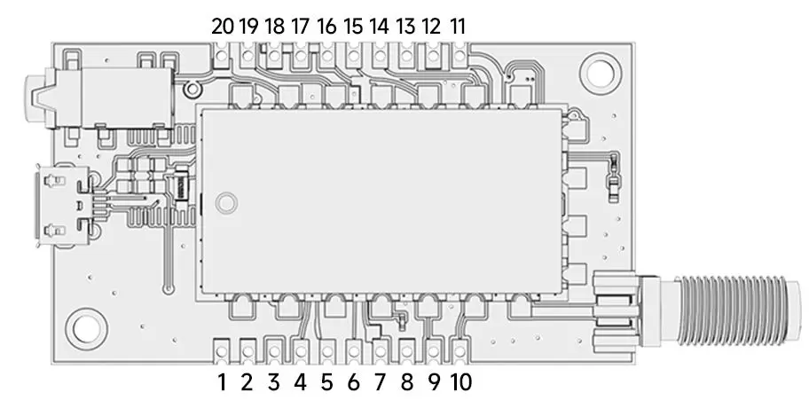 Pin definition of the audio module SA326F30 transmitter board