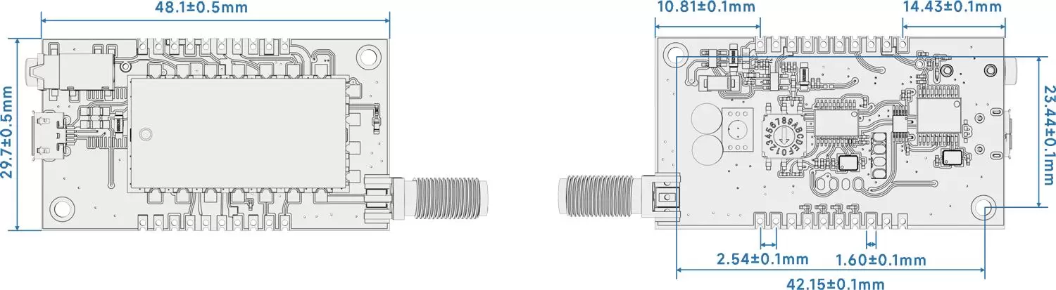 The size of the audio module SA326F30 transmitter plate