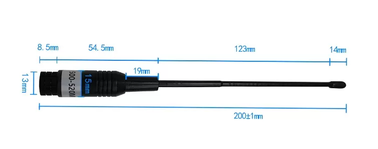 The size of the rod antenna SW510-ZT200