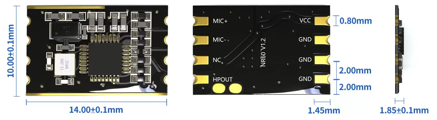 Size of the audio noise reduction module NR60