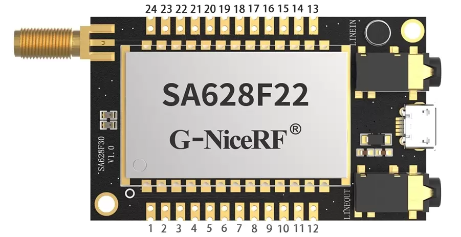 Pin definition of full-duplex audio Walkie-Talkie Module SA628F22