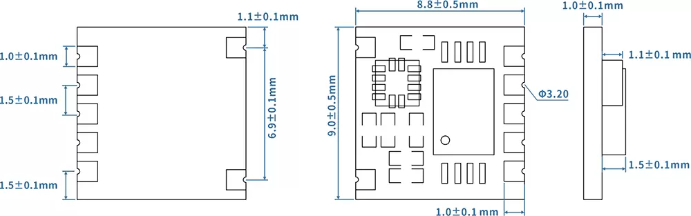 Mechanical Dimensions of 3D Pedometer Module STP200M