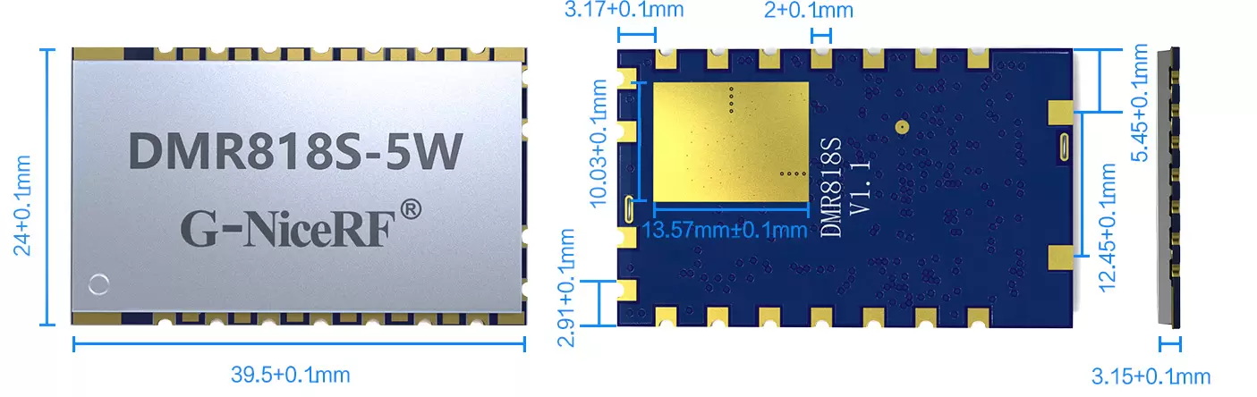 DMR walkie talkie module DMR818S-5W size DMR walkie talkie module DMR818S-5W size