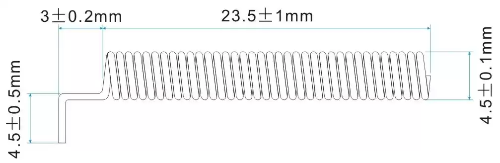 Dimensions of 315MHz Spring Antenna SW315-TH23 