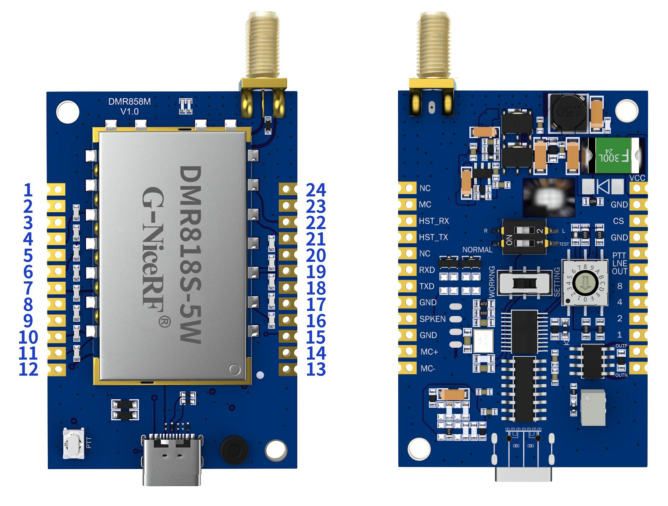 DMR858M Module Pin Layout and Functional Distribution
