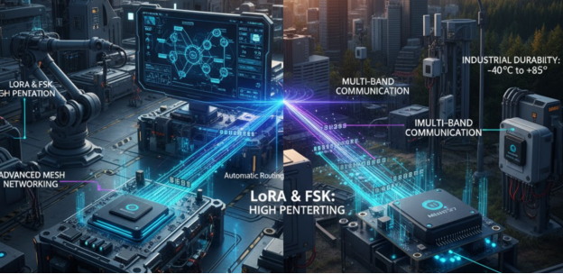 LoRa and FSK modules in an industrial setting.