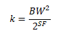 LoRa Chirp Slope (k) formula: Bandwidth squared divided by 2 to the power of Spreading Factor