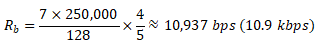 Calculation example: LoRa data rate doubles to 10.9 kbps with 250 kHz bandwidth