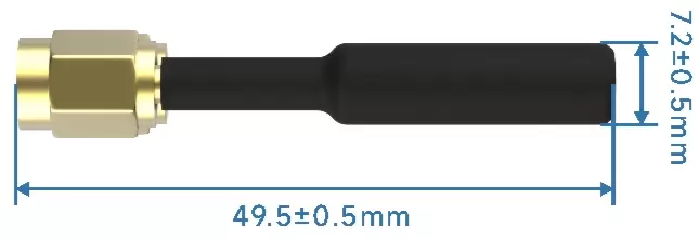 Mechanical dimensions of ultra - wideband omnidirectional straight rod antenna UWB - ZT50