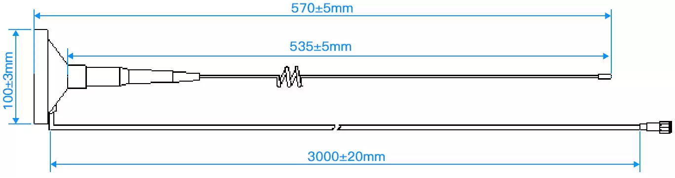 Mechanical dimensions of 915MHz big sucker antenna SW915-MAX-XPXM.
