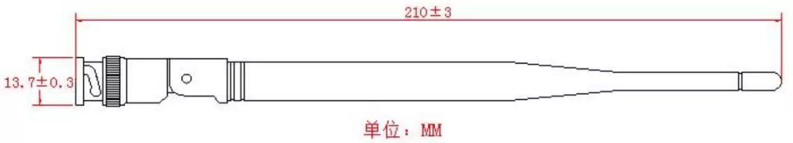 868 rod antenna SW868-ZD210-BNC size