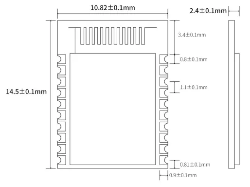 Mechanical dimensions of BLE 5.1 module BLE5101 