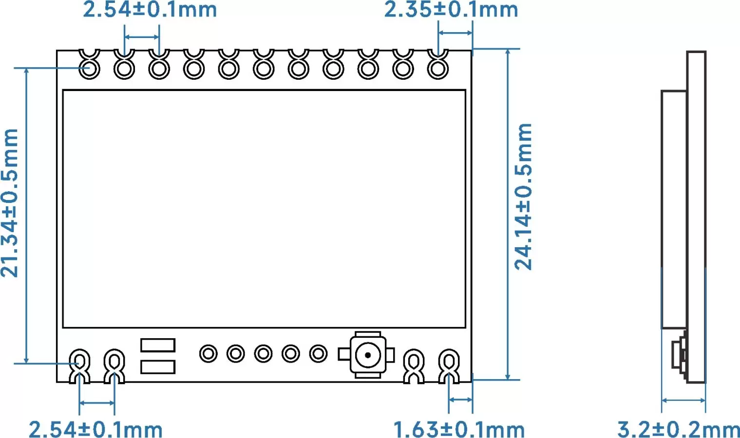 Size of FSK RF module SV610PRO