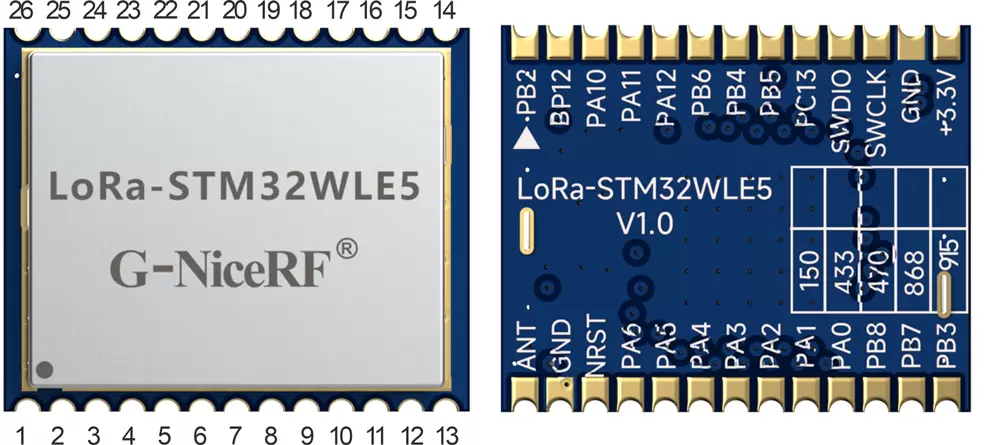 Pin definition of the SOC module LoRa-STM32WLE5