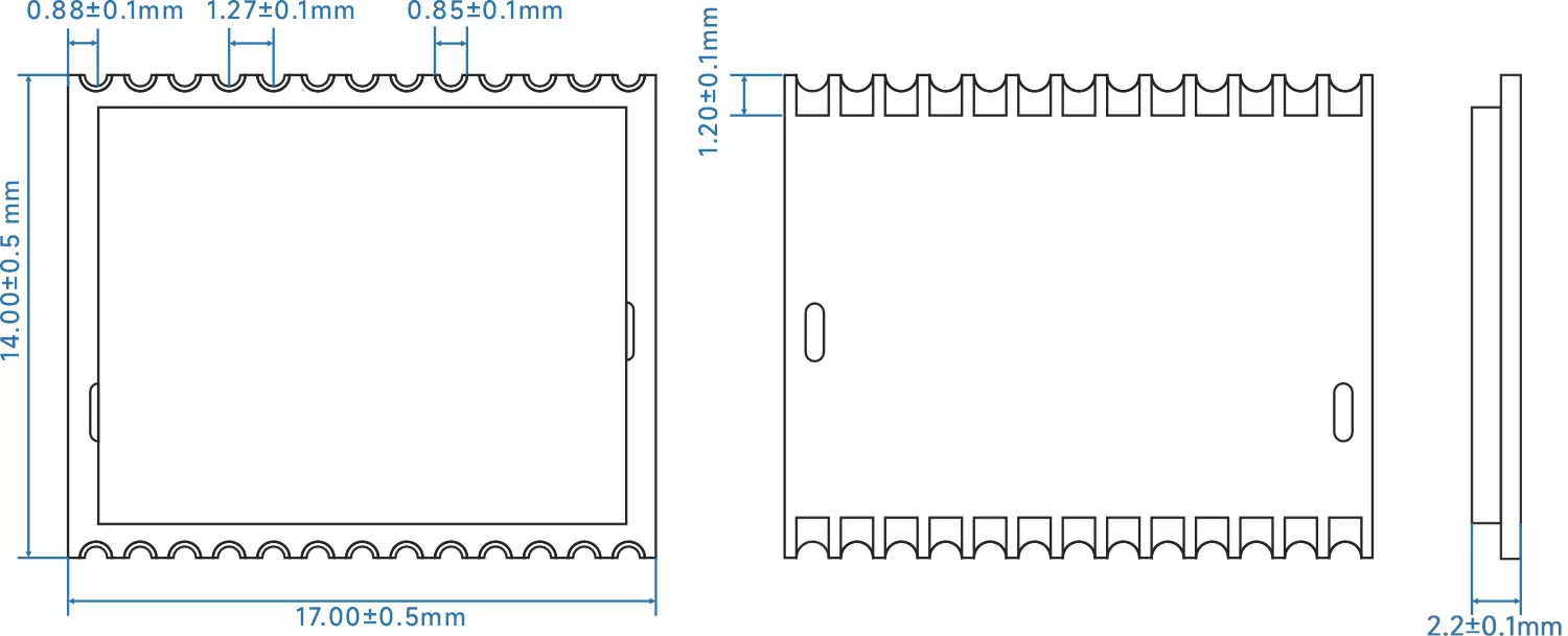 SOC module LoRa-STM32WLE5 size