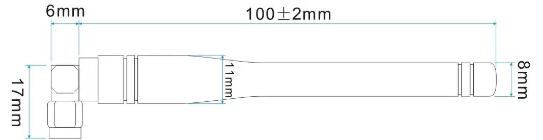 Sizes of Rod Antenna SW2400-WT100