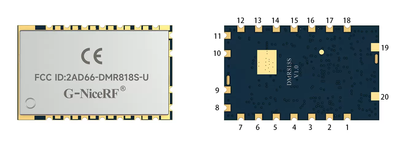 Pin definition of DMR walkie talkie module DMR818S-U.