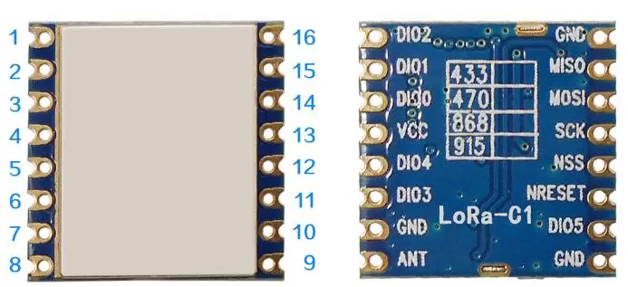 Pin Definition of 915MHz SX1276 LoRa Module LoRa1276-C1-915