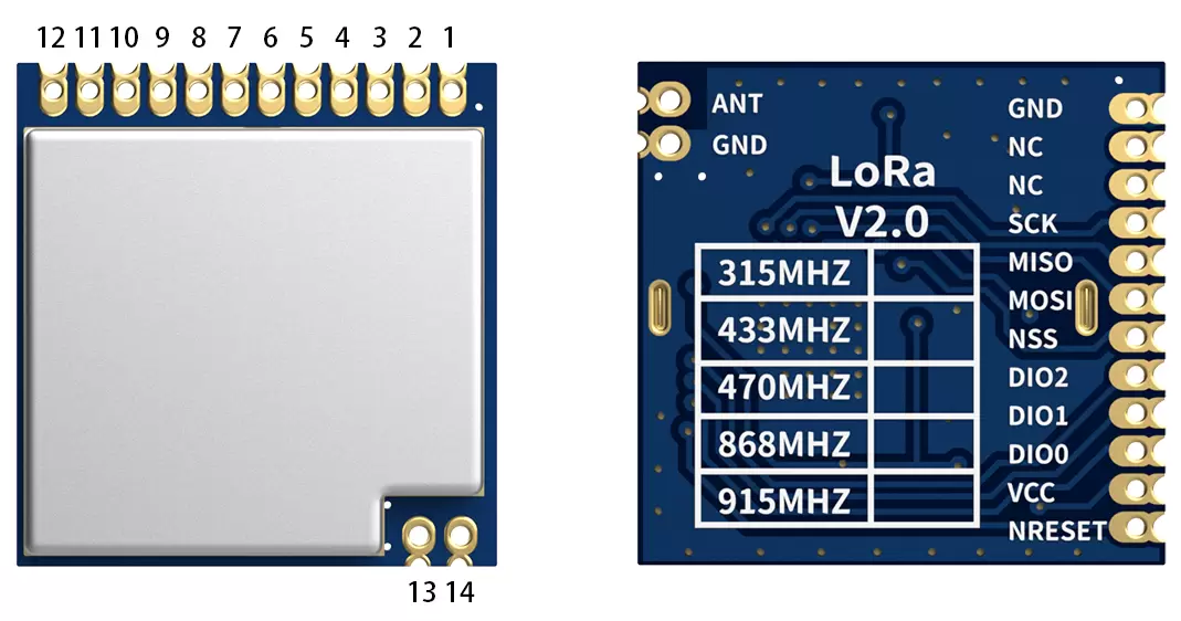 Pin definition of wireless 433/470MHz LoRa module LoRa1278