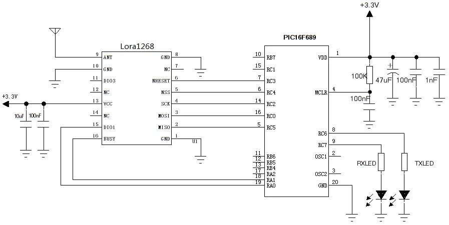 Application circuit of wireless module LoRa1268.