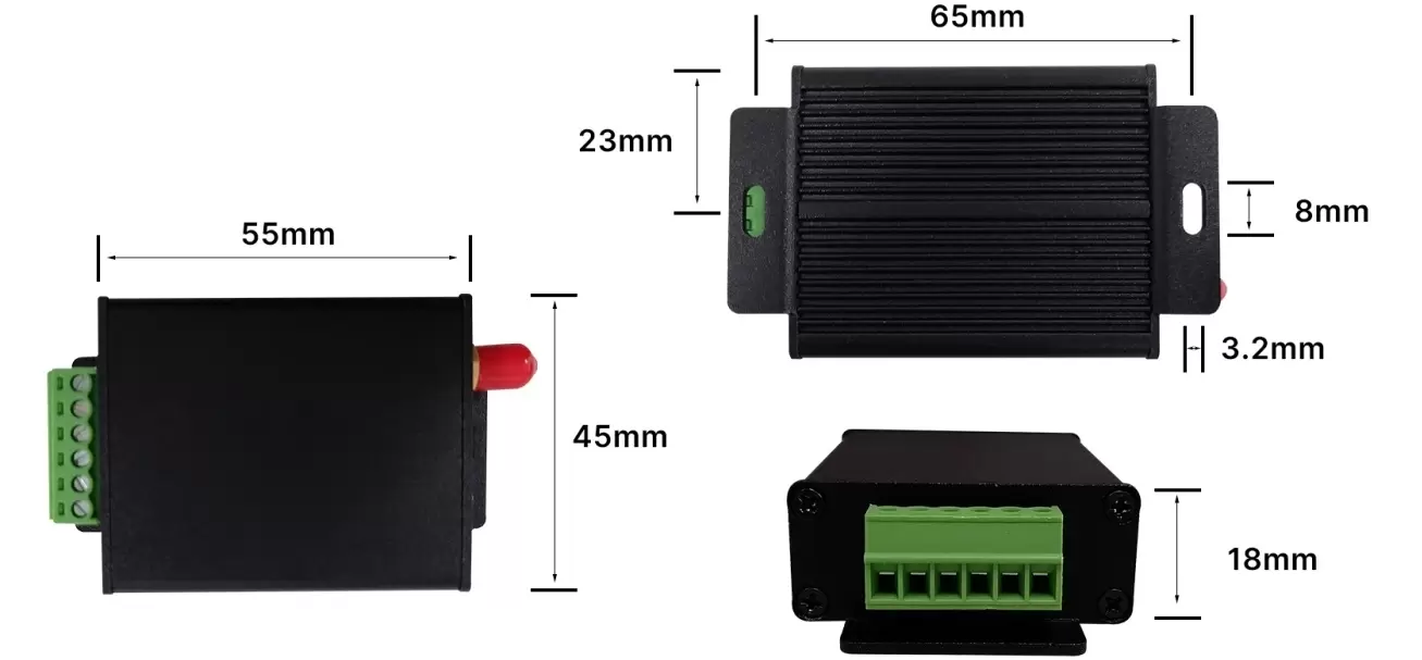 Mechanical dimensions of wireless MESH network LoRa modem module LoRa6100DZ