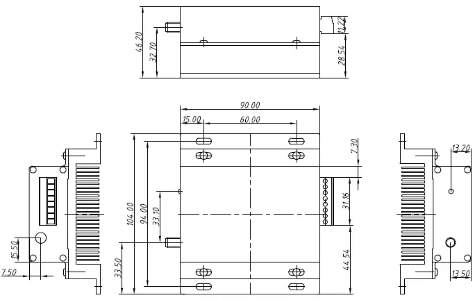 Mechanical dimensions of wireless LoRa RF modem LoRa6500Pro