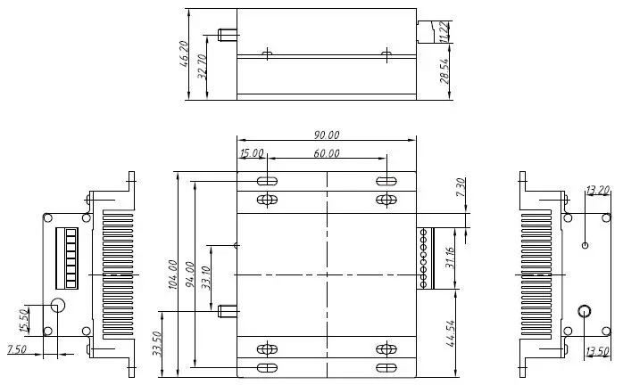 Mechanical dimensions of wireless module LoRa6500II