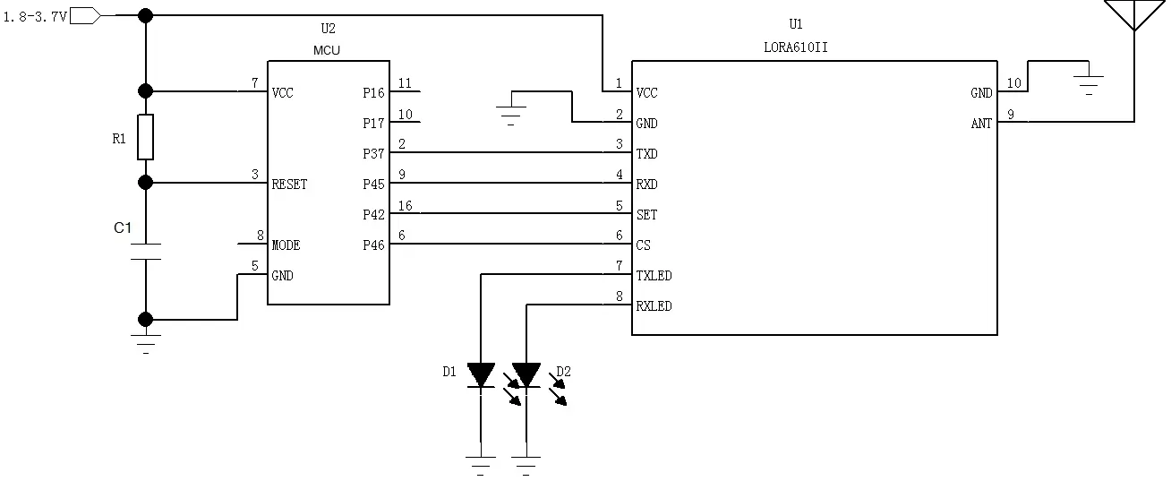 Application circuit of wireless module LoRa611II
