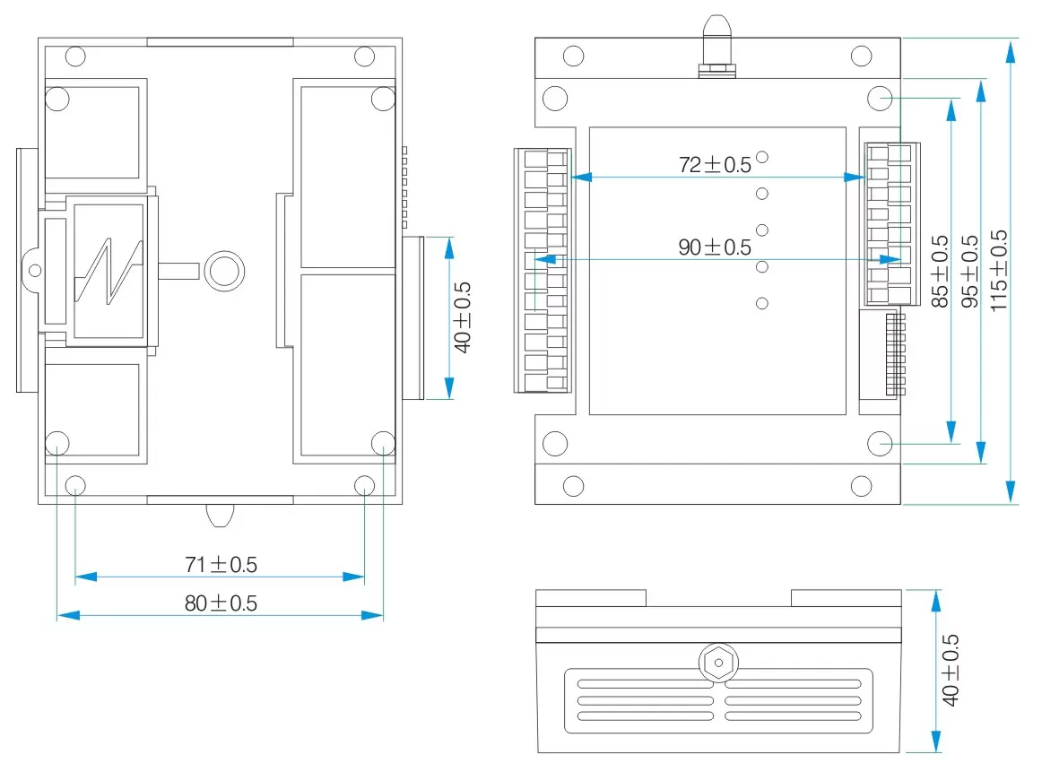 Mechanical dimensions of wireless relay module SK108H with hopping functions