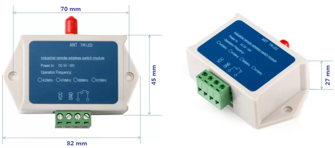 Mechanical dimensions of wireless mesh relay module SK200Pro-RX
