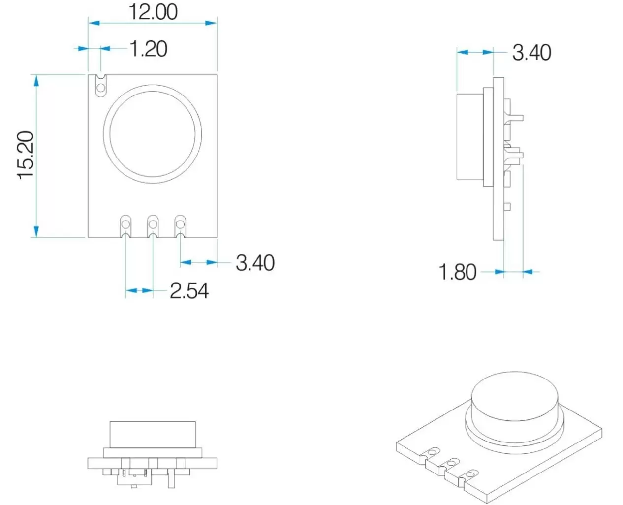 Mechanical dimensions of the ASK transmitting module STX882