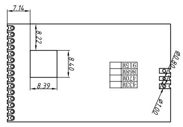 Mechanical dimensions of LoRaWan gateway module Pin definition of LoRaWan gateway module LoRaWan1301
