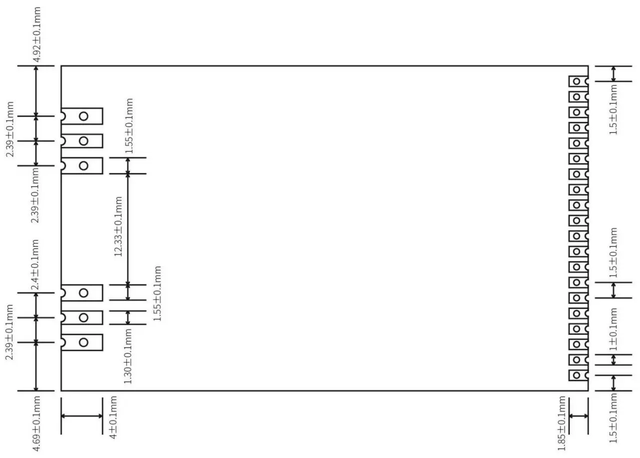 Mechanical dimensions of LoRaWan gateway module LoRaWan1302