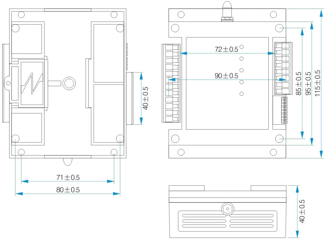 Mechanical dimensions of wireless switch module SK106