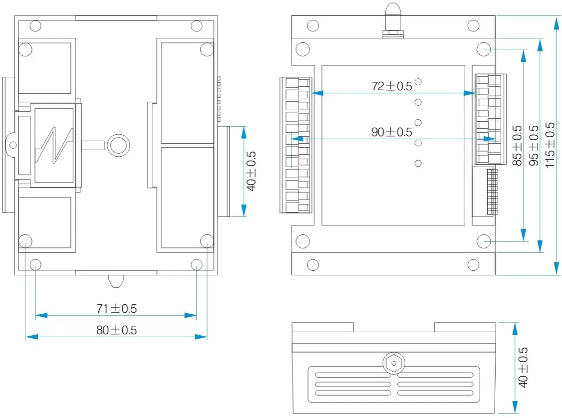 Mechanical dimensions of wireless switch module SK509