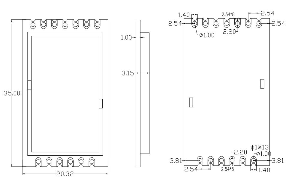 Mechanical dimensions of Wireless Signal Duplication Module SRX888