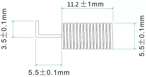 Dimensions of 490MHz Spring Antenna SW490-TH10