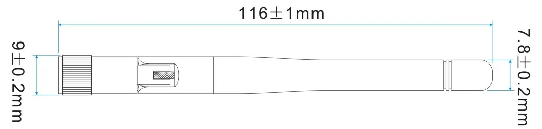 Dimensions of the rod-shaped antenna SW868-ZD115