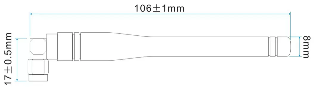 Mechanical sizes of rod antenna SW490-WT100