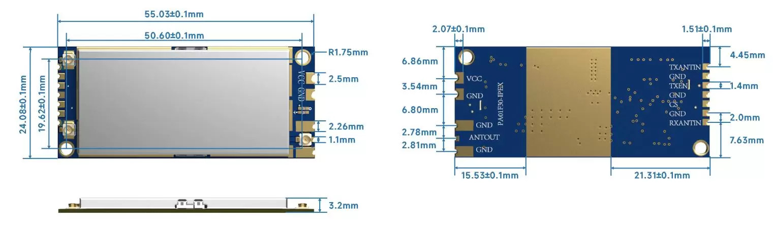 Full-duplex audio module SA618F30-DZ size