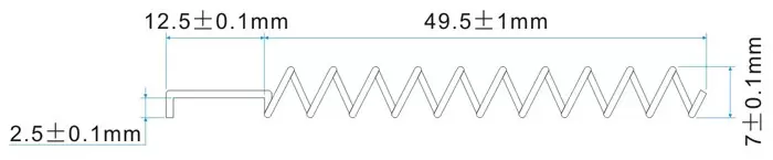 Dimensions of 490MHz UHF Copper Spring Antenna SW490-TH50