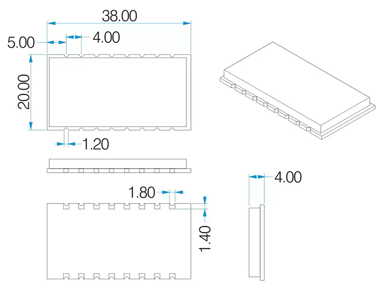 Mechanical dimensions of LoRa RF Module LoRa600Pro