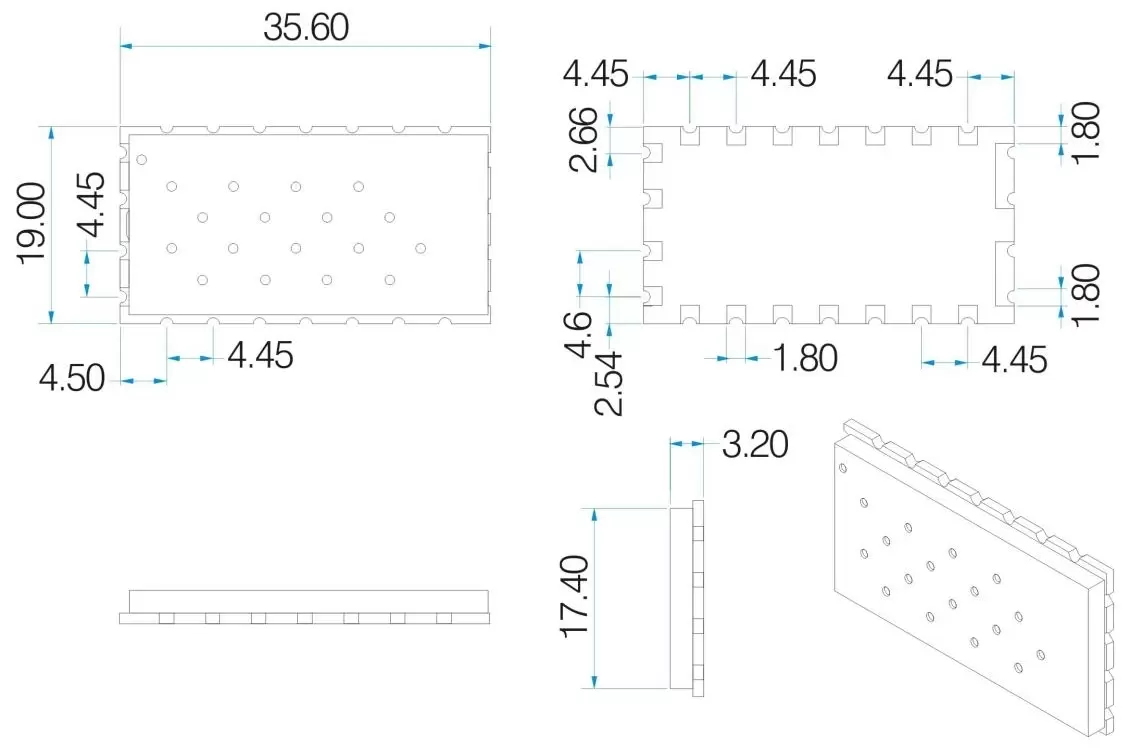 Mechanical dimensions of walkie-talkie module SA818S-CE