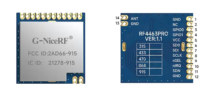 Pin definition of RF module RF4463PRO-915